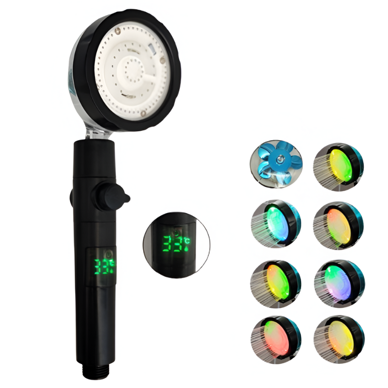 pommeau de douche anti calcaire affichage numérique LED, contrôle de la température-Luminogreen