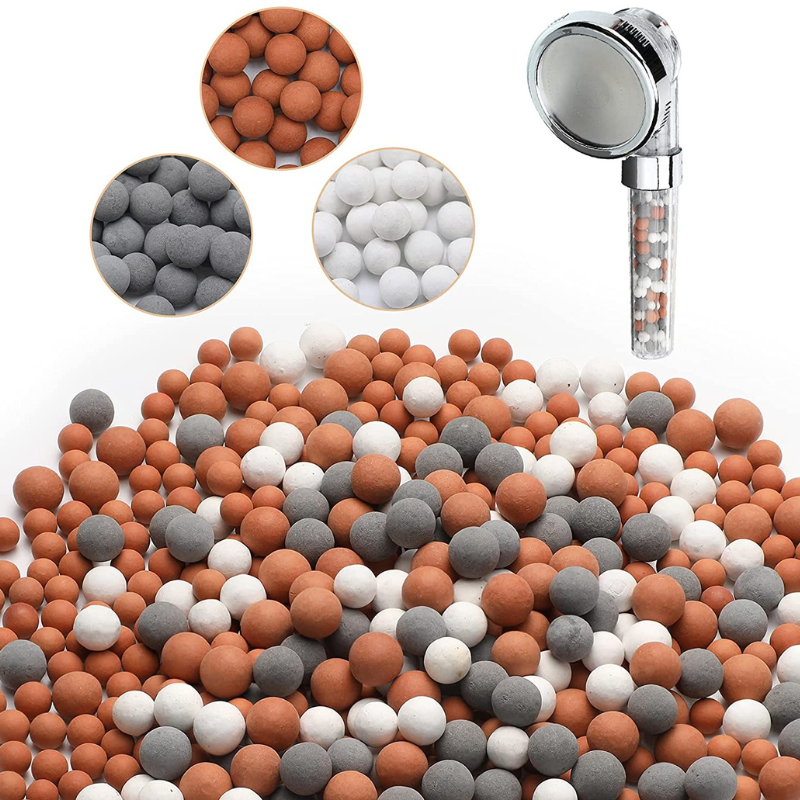 2 paquets boules de remplissage pour pommeau de douche anti calcaire avec interrupteur trois modes révolutionnaire à perle