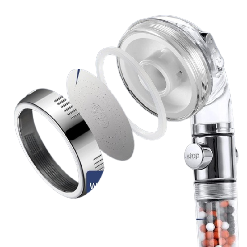 pommeau de douche anti calcaire avec interrupteur trois modes révolutionnaire à perle-Luminogreen