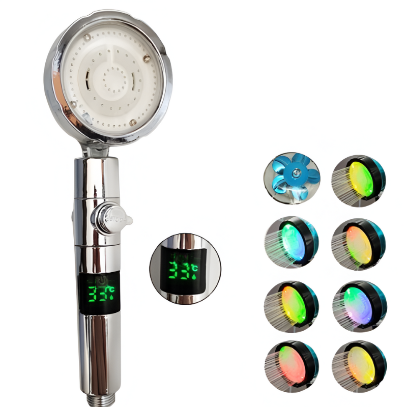 pommeau de douche anti calcaire affichage numérique LED, contrôle de la température-Luminogreen