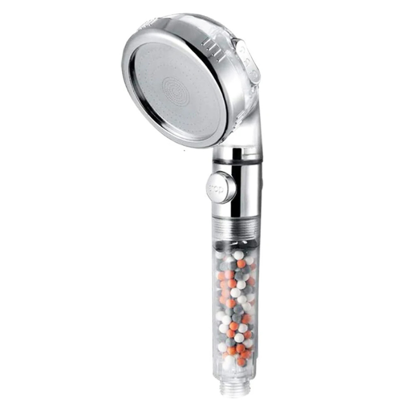 pommeau de douche anti calcaire avec interrupteur trois modes révolutionnaire à perle-Luminogreen