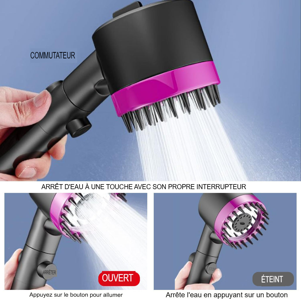 Pommeau de douche anti calcaire pour massage de la tête, réglage à trois vitesses -Luminogreen