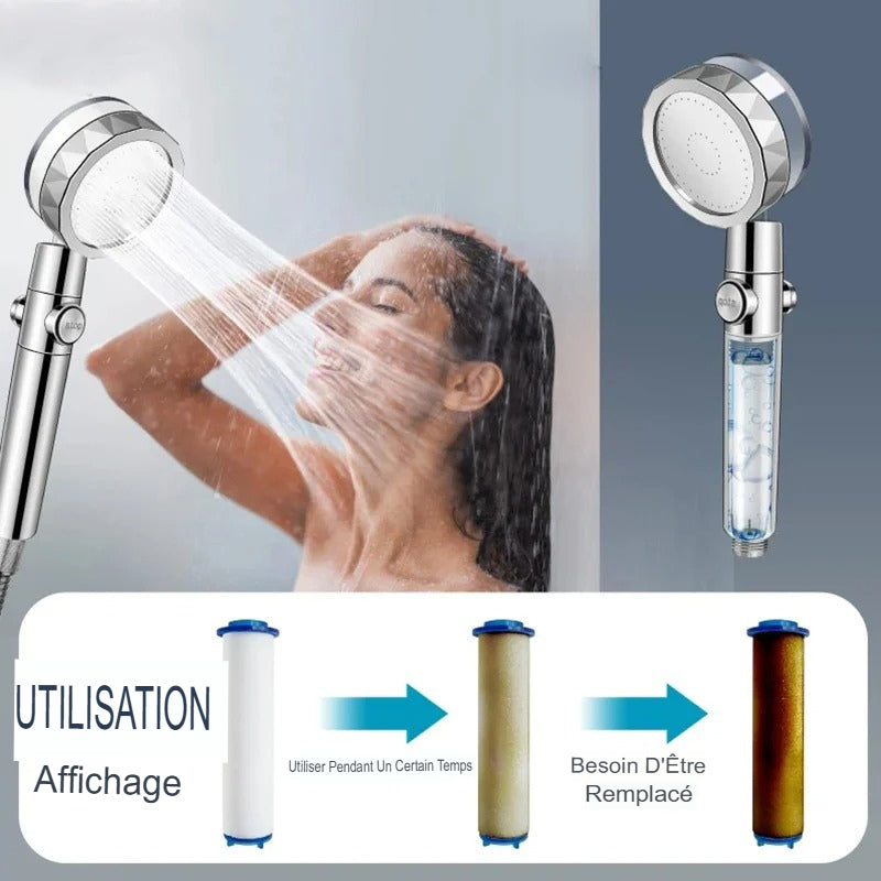 Pommeau de douche anti calcaire à ventilateur turbo haute pression-Luminogreen