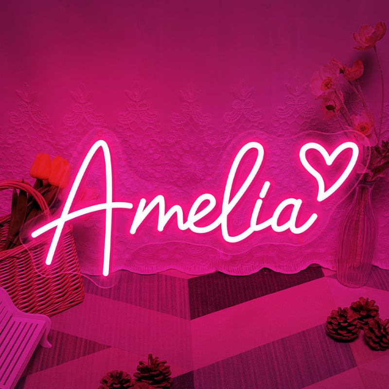 Neon led personnalisé logo ou prénom rose, chambre à coucher, tendance ,vintage -Luminogreen