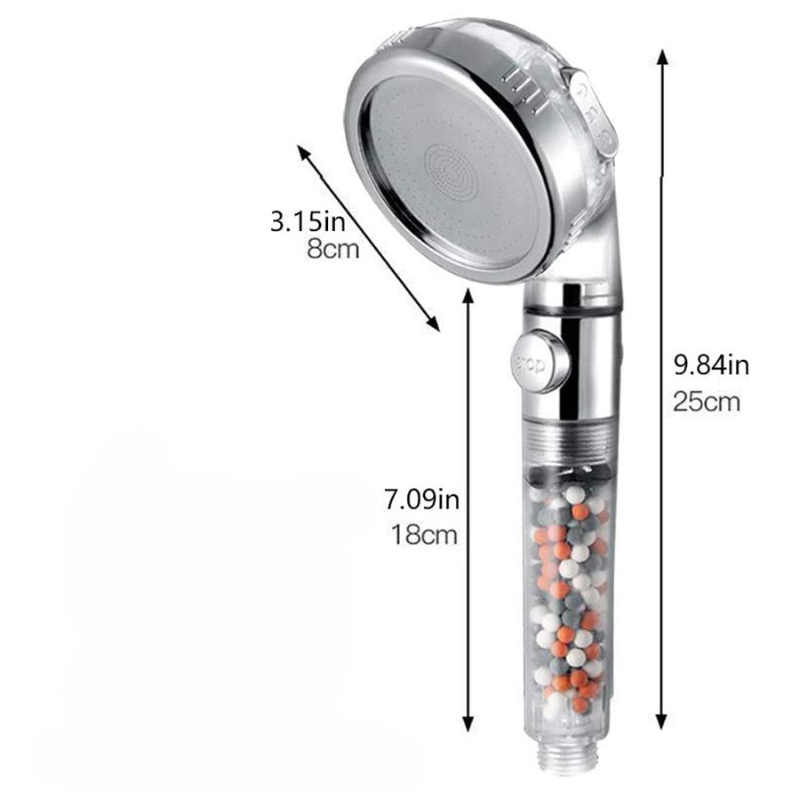 pommeau de douche anti calcaire avec interrupteur trois modes révolutionnaire à perle-Luminogreen