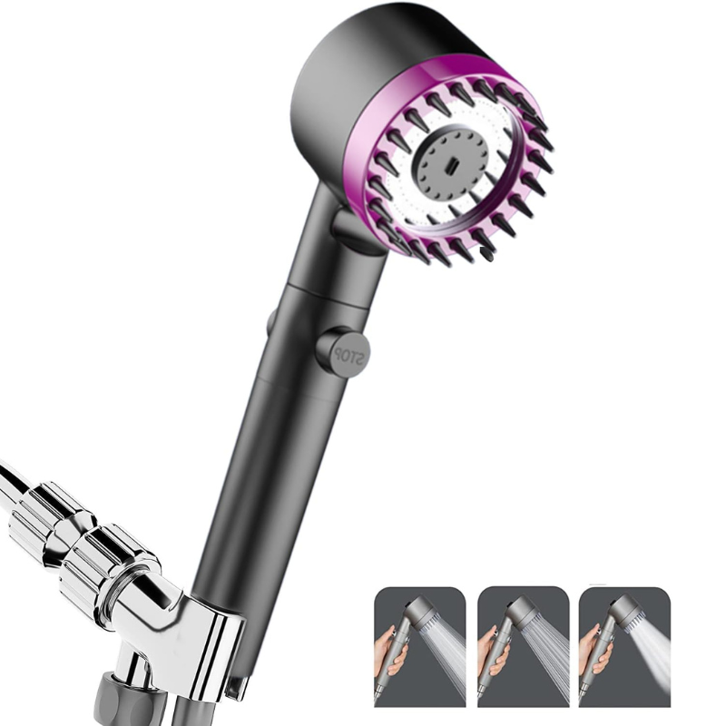 Pommeau de douche anti calcaire pour massage de la tête, réglage à trois vitesses -Luminogreen
