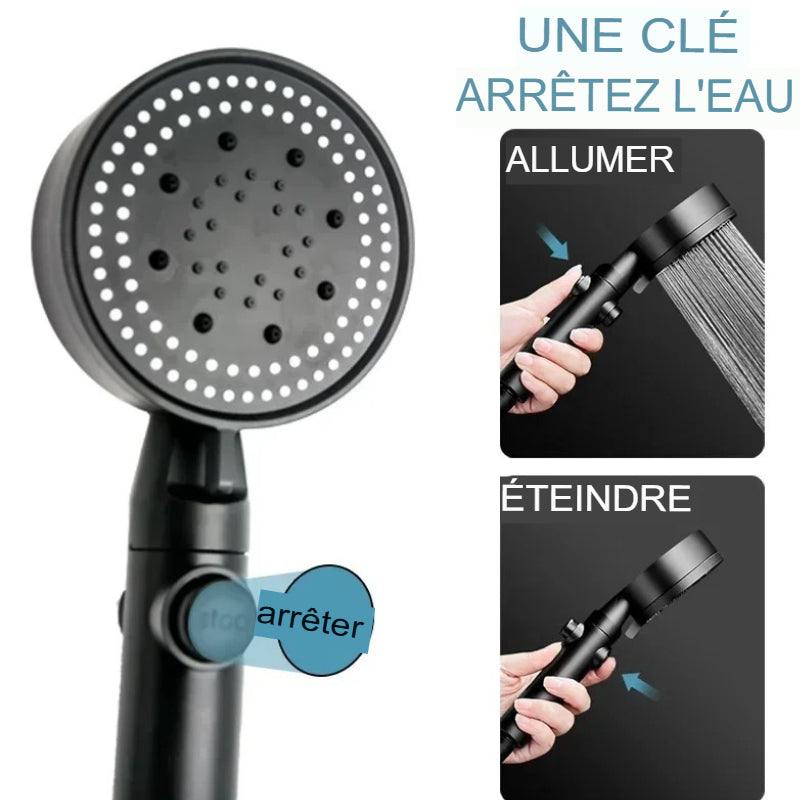 Pommeau de douche anti calcaire haute pression réglable, Cinque modes -Luminogreen