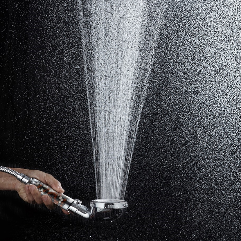 pommeau de douche anti calcaire avec interrupteur trois modes révolutionnaire à perle-Luminogreen