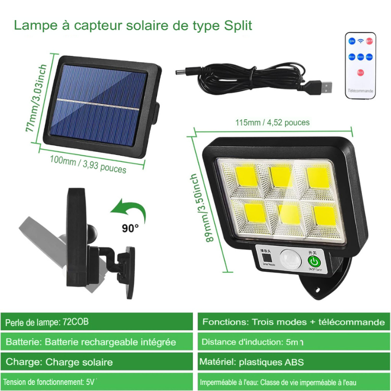 Projecteur led extérieur solaire puissante avec détecteur de mouvement -Luminogreen