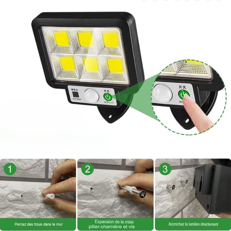Projecteur led extérieur solaire puissante avec détecteur de mouvement -Luminogreen