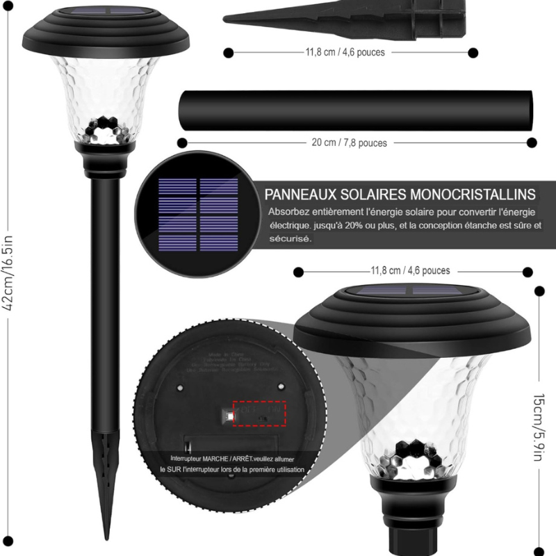 lampe solaire extérieur à LED de Jardin Solaire Multi couleur 8LED-Luminogreen