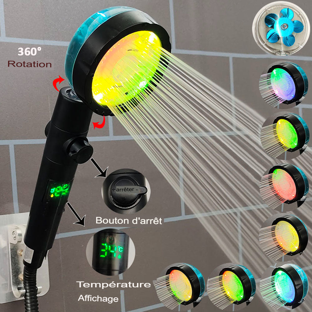 pommeau de douche anti calcaire affichage numérique LED, contrôle de la température-Luminogreen