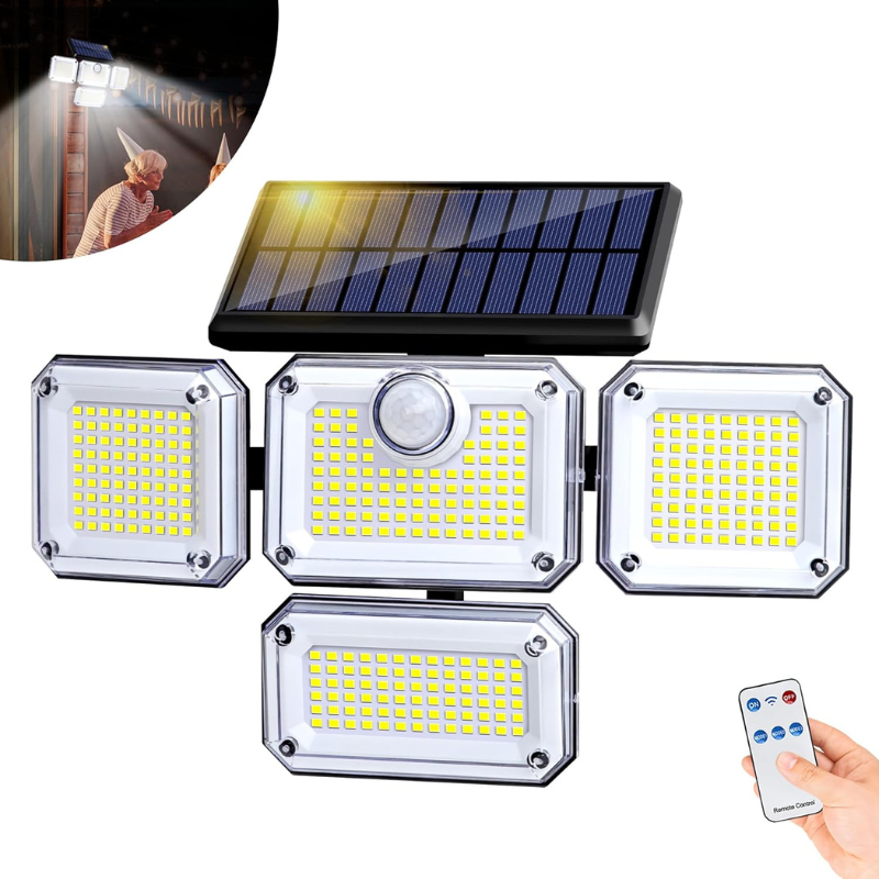 projecteur led extérieur solaire avec tête réglable 333LED, extérieur et intérieur-Luminogreen