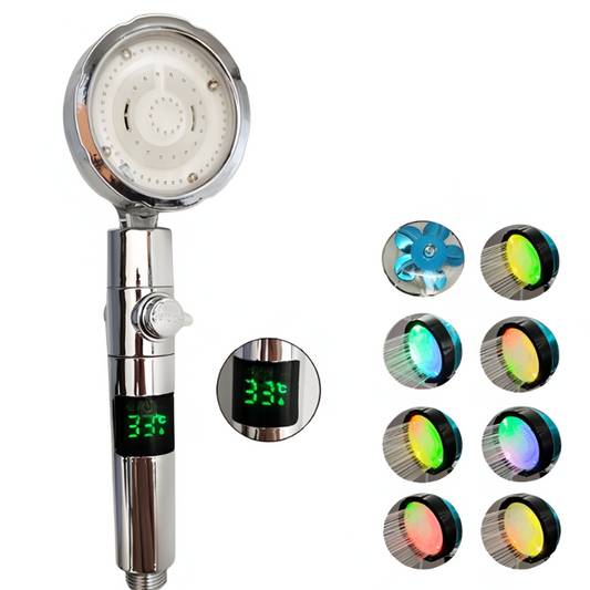 pommeau de douche anti calcaire affichage numérique LED, contrôle de la température-Luminogreen