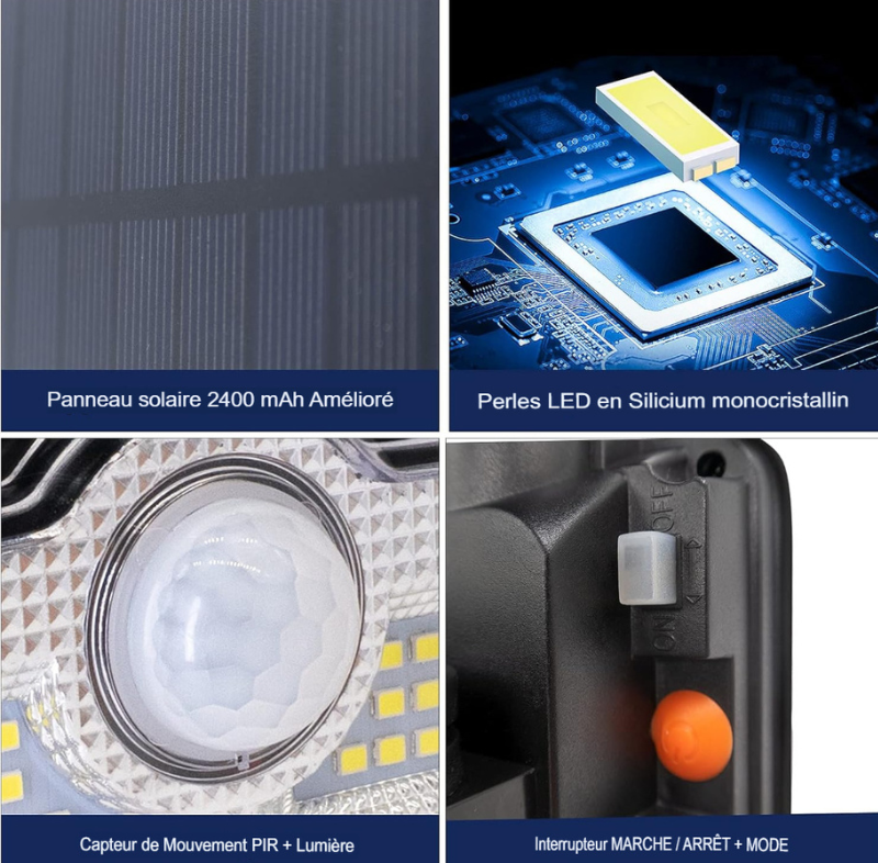 projecteur led extérieur solaire avec tête réglable 333LED, extérieur et intérieur-Luminogreen