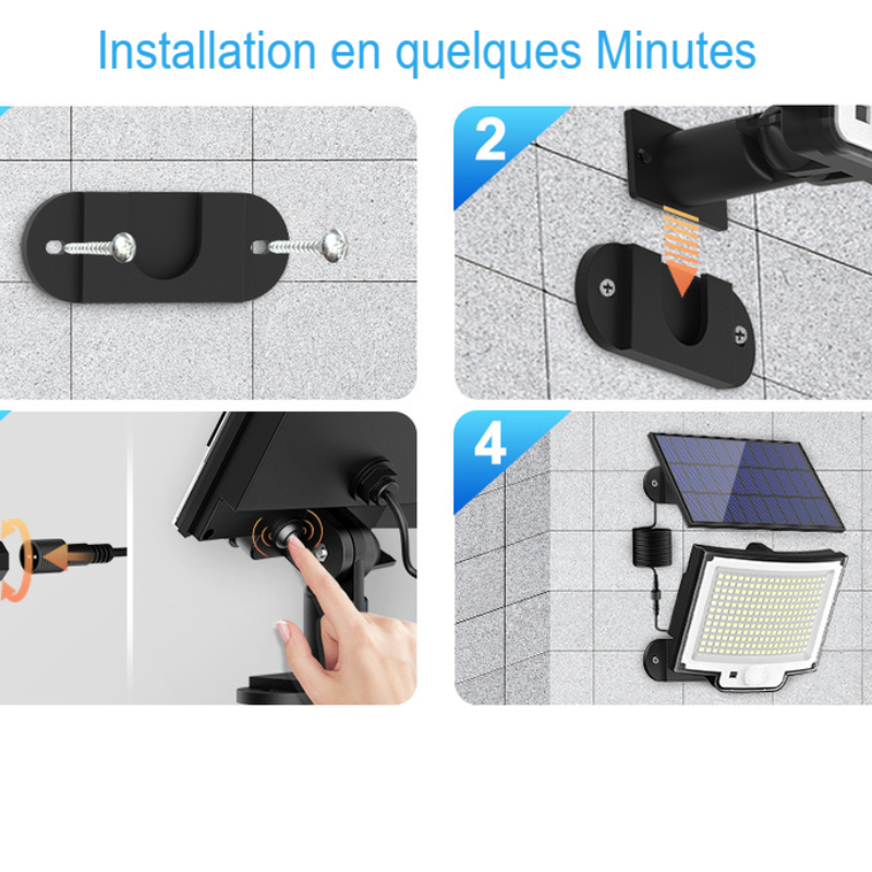 Projecteur led extérieur solaire grande lumière avec détecteur de mouvement, éclairage d'extérieur avec ebook gratuit-Lumiangreen