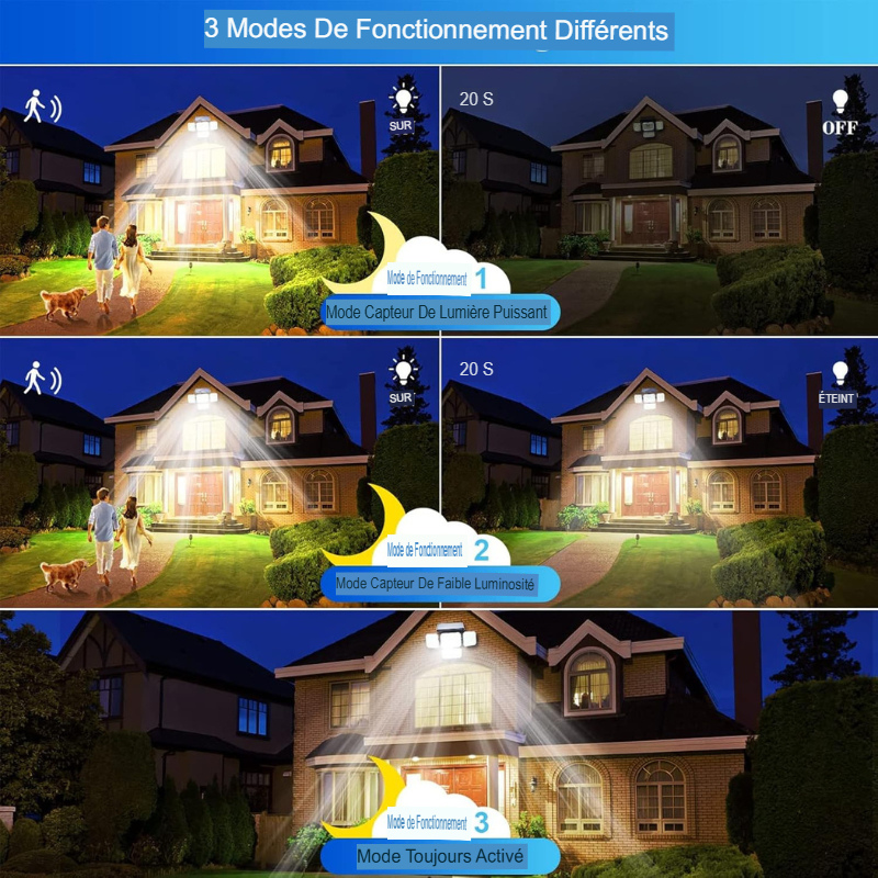 projecteur led extérieur solaire avec tête réglable 333LED, extérieur et intérieur-Luminogreen