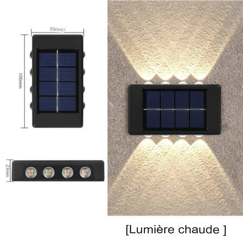 Applique murale extérieur solaire led étanches et lumineuses de haut en bas classique -Luminogreen
