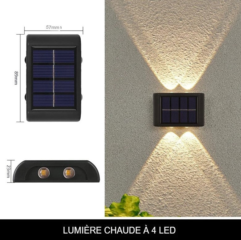 Applique murale extérieur solaire led étanches et lumineuses de haut en bas classique -Luminogreen