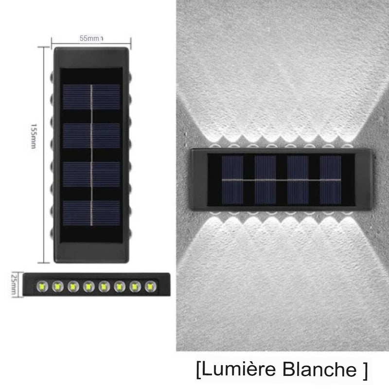 Applique murale extérieur solaire led étanches et lumineuses de haut en bas classique -Luminogreen