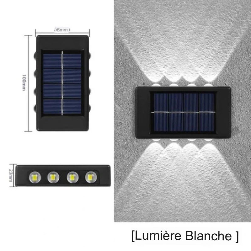 Applique murale extérieur solaire led étanches et lumineuses de haut en bas classique +ebook gratuit -Luminagreen