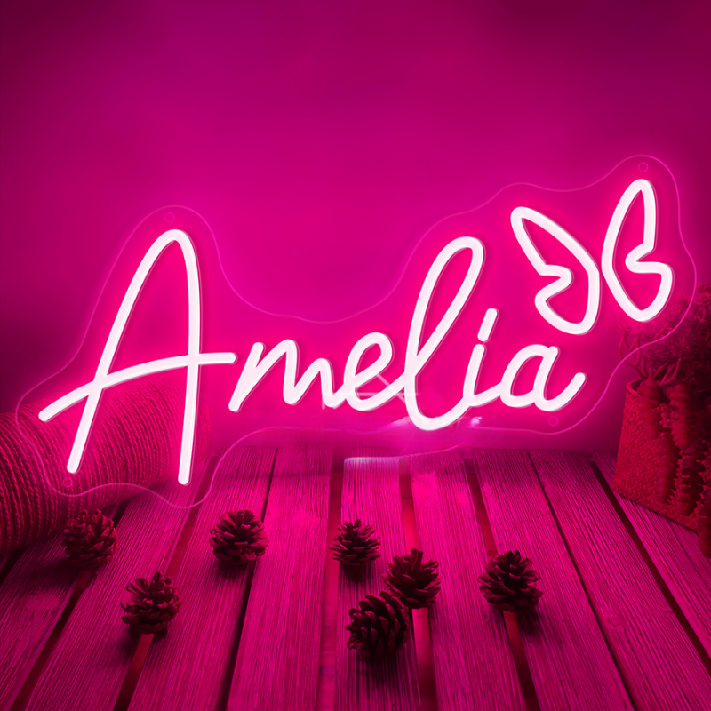 Neon led personnalisé logo ou prénom rose, chambre à coucher, tendance ,vintage -Luminogreen