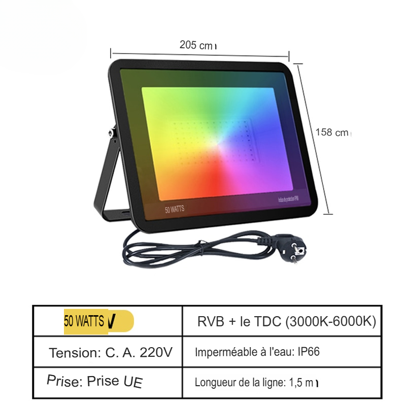 Projecteur led extérieur intélligent RGB Smart APP Contrôle Vocal avec sécurité avec ebook gratuit-Luminagreen