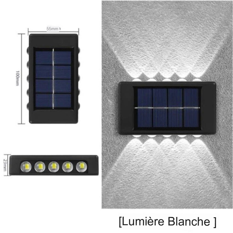 Applique murale extérieur solaire led étanches et lumineuses de haut en bas classique -Luminogreen