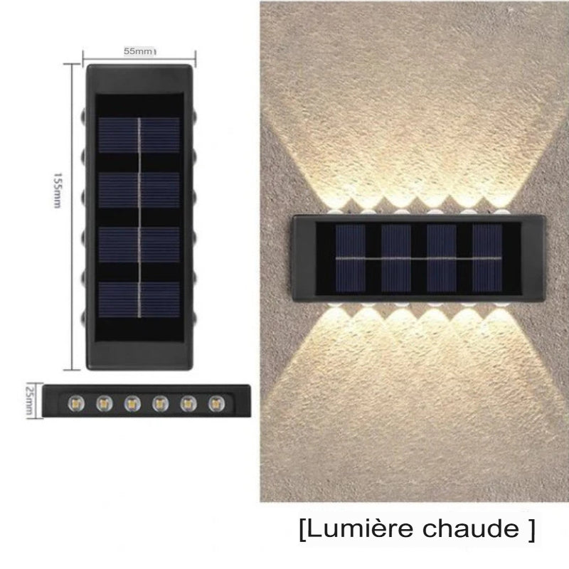Applique murale extérieur solaire led étanches et lumineuses de haut en bas classique -Luminogreen