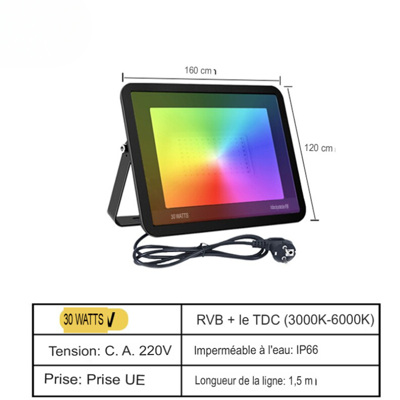 Projecteur led extérieur intélligent RGB Smart APP Contrôle Vocal avec sécurité -Luminogreen