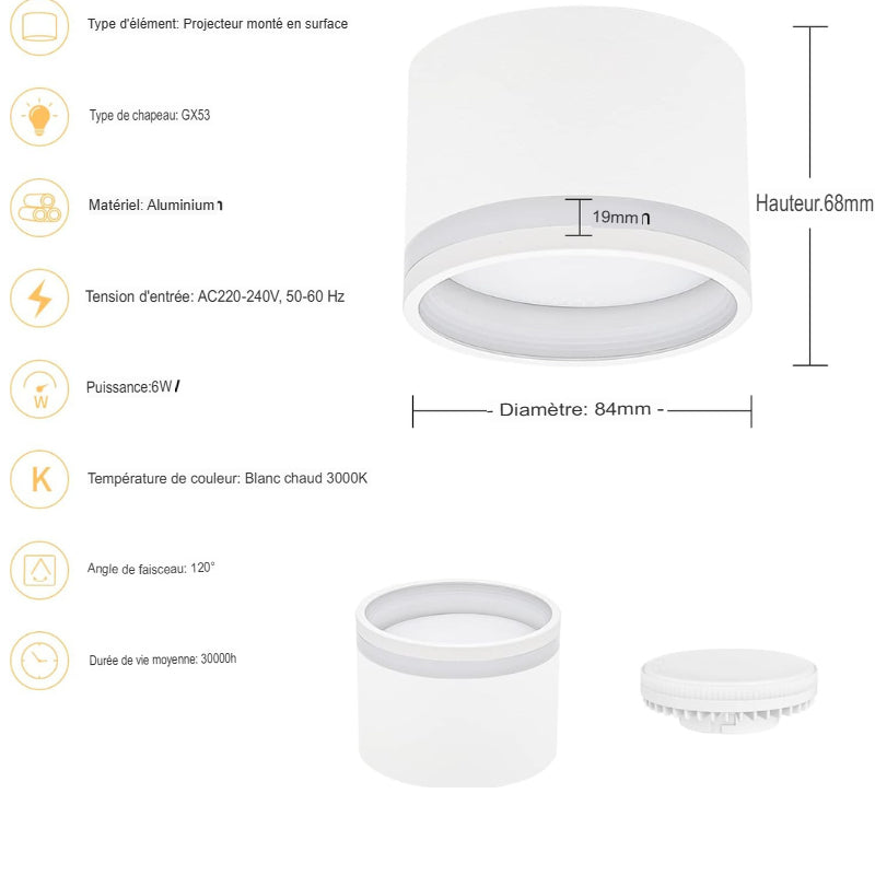 Spot led encastrable gradable, montage en surface, style nordique -Luminogreen