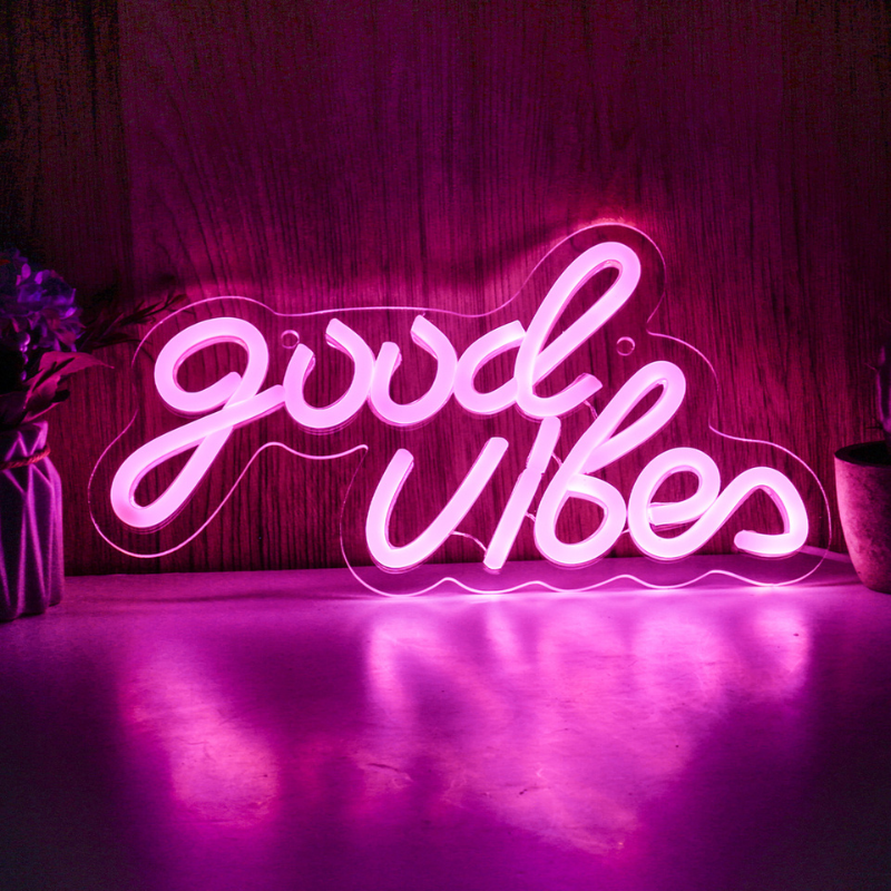 Neon led good vibes rose femme Look tendance et rétro -Luminogreen
