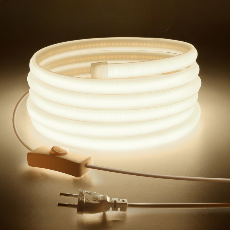 ruban led LED COB avec prise d'alimentation UE 220v-Luminogreen