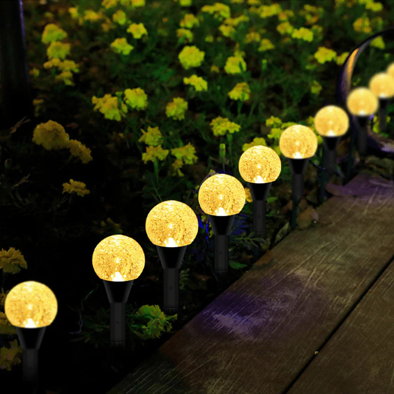 Lampe solaire extérieur led boule effet Bulle lumière chaude (Set de 10 Lampes)-Luminogreen