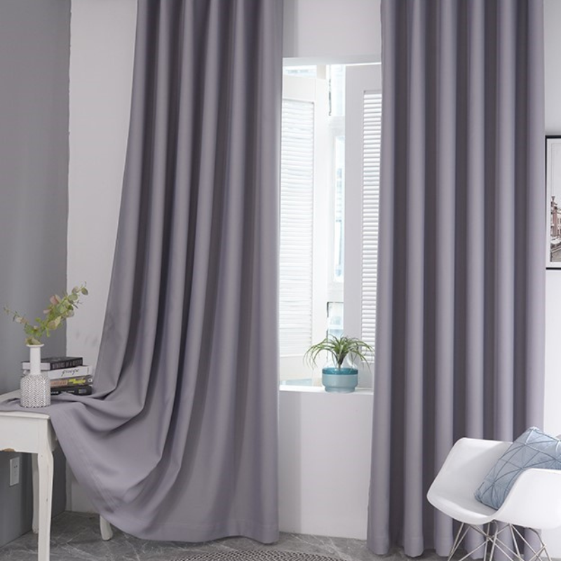 rideaux occultant thermique pour chambre à coucher et pour salon classique gris  -Luminogreen