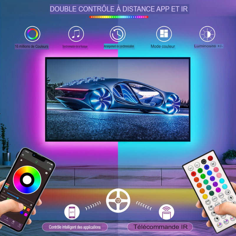 Ruban led flexible USB 5050 RVB+ télécommande gratuit -Luminogreen