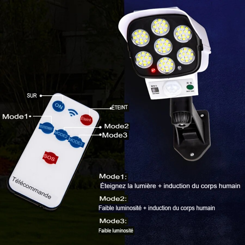 Projecteur led extérieur solaire avec Détecteur de mouvement puissant avec télécommande  -Luminogreen