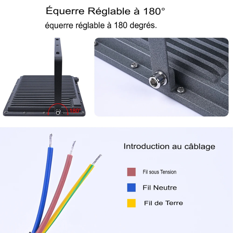 projecteur led extérieur imperméable et pratique, éclairage fort à large faisceau-Luminogreen