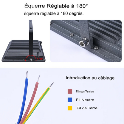 projecteur led extérieur imperméable et pratique, éclairage fort à large faisceau-Luminogreen