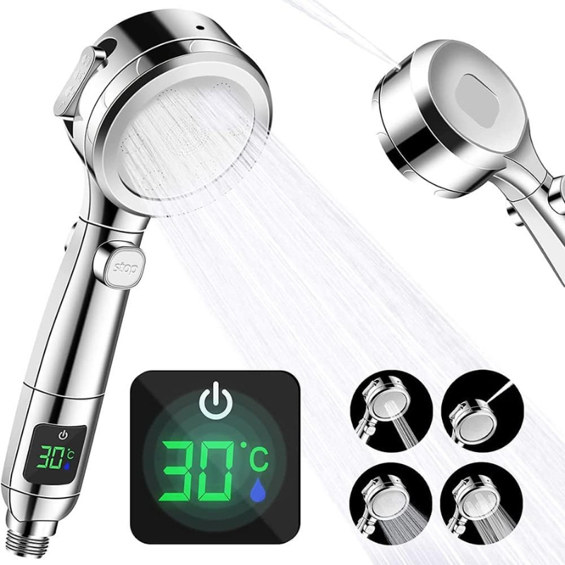 pommeau de douche anti calcaire affichage numérique LED, contrôle de la température-Luminogreen