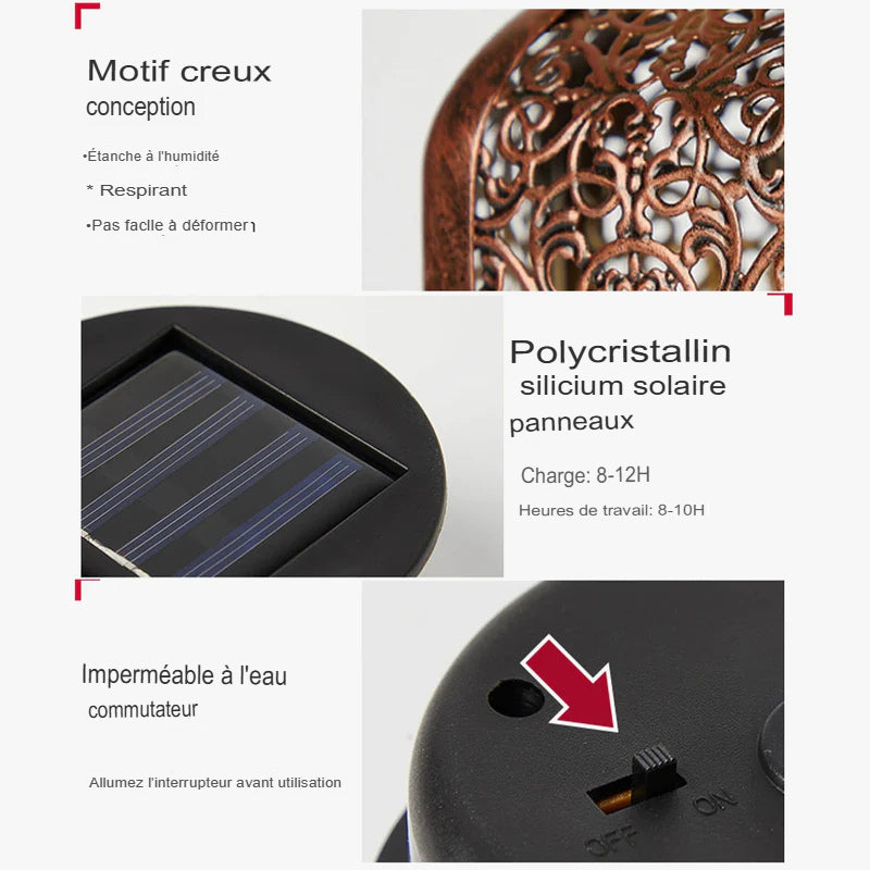 Lampe solaire extérieur LED rétro design pour jardin et décoration  -Luminogreen
