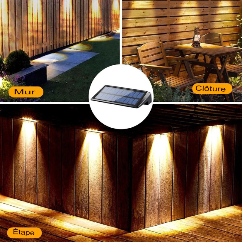 Appliques murales solaires puissant à 4 LED-Luminogreen