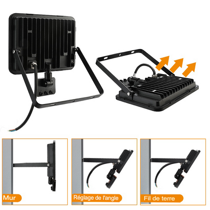 Projecteur led extérieur à détecteur de mouvement  lumière blanche et grande illumination -Luminogreenn