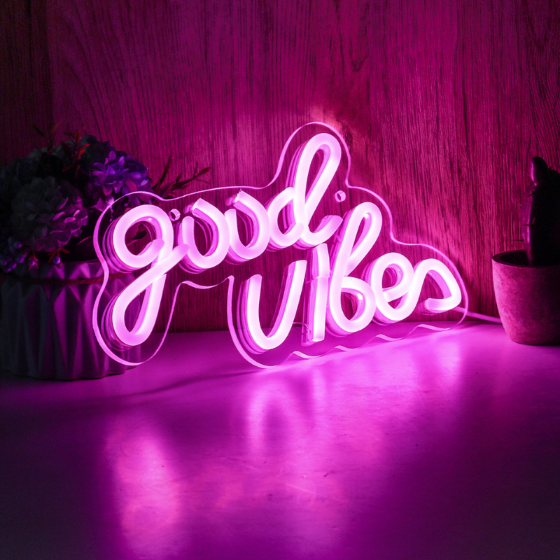 Neon led good vibes rose femme Look tendance et rétro -Luminogreen