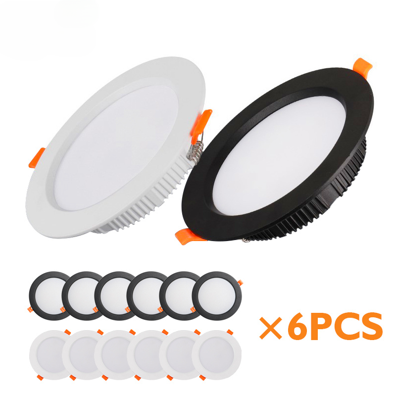 Spot LED encastrable , 6 pièces étanche et simple noire et blanc+ ebook gratuit -Luminagreen