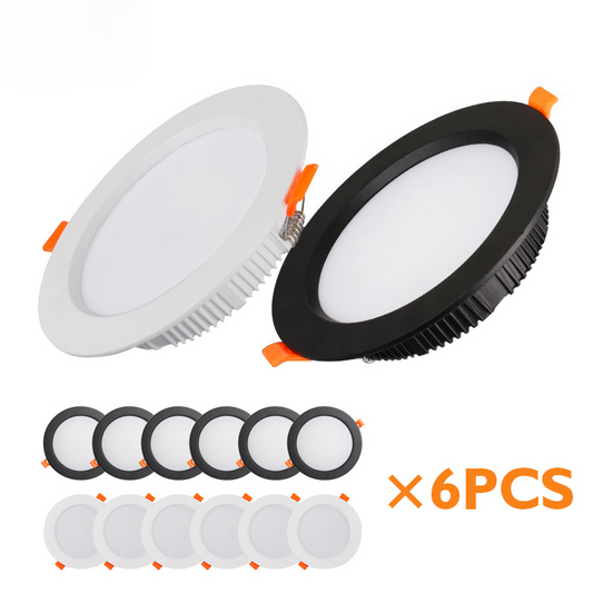 Spot LED encastrable , 6 pièces étanche et simple noire et blanc -Luminogreen