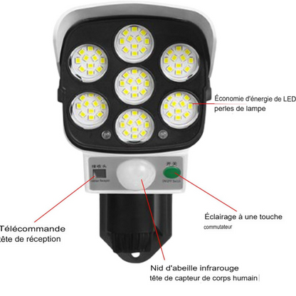 Projecteur led extérieur solaire avec Détecteur de mouvement puissant avec télécommande  -Luminogreen