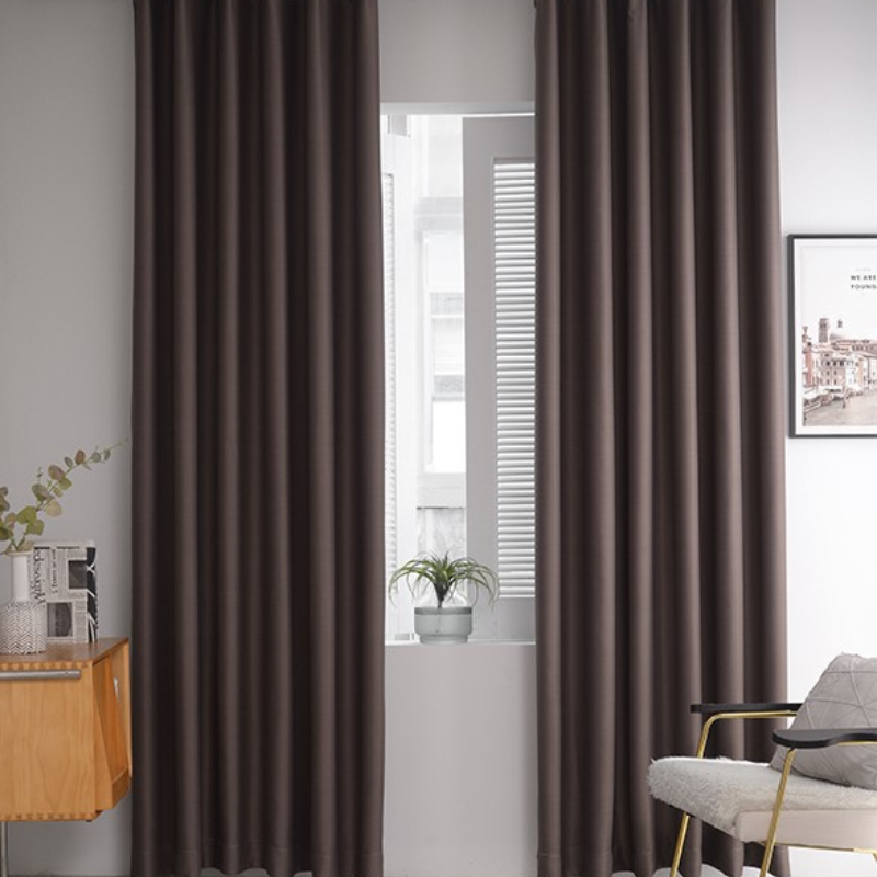rideaux occultant thermique pour chambre à coucher et pour salon classique brun  -Luminogreen