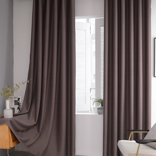 rideaux occultant thermique pour chambre à coucher et pour salon classique brun  -Luminogreen
