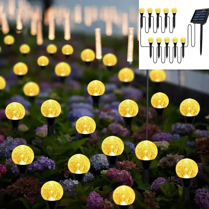 Lampe solaire extérieur led boule effet Bulle lumière chaude (Set de 10 Lampes)-Luminogreen